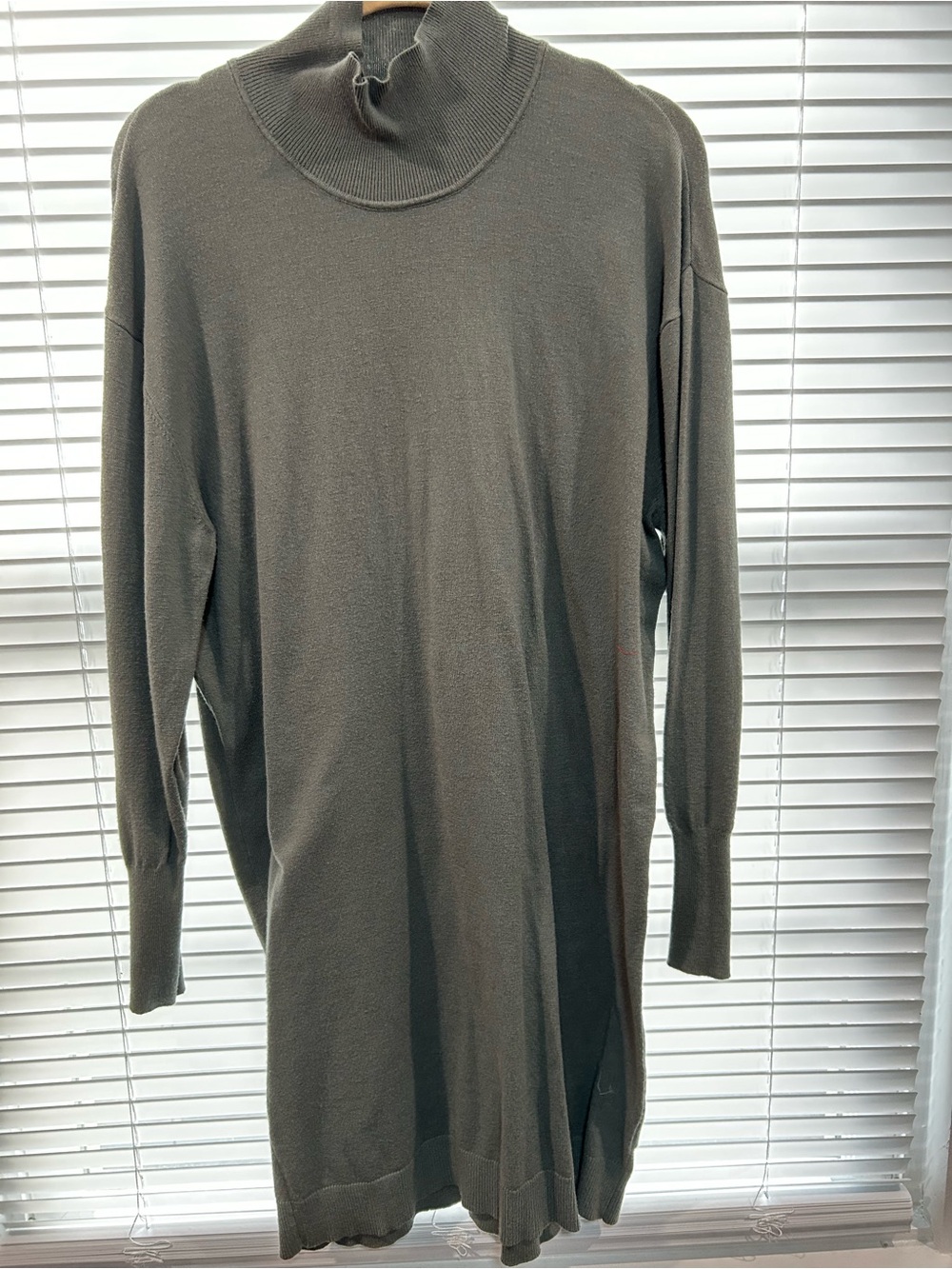 Women's Olive Green Long Sleeve Turtleneck Sweater Dress